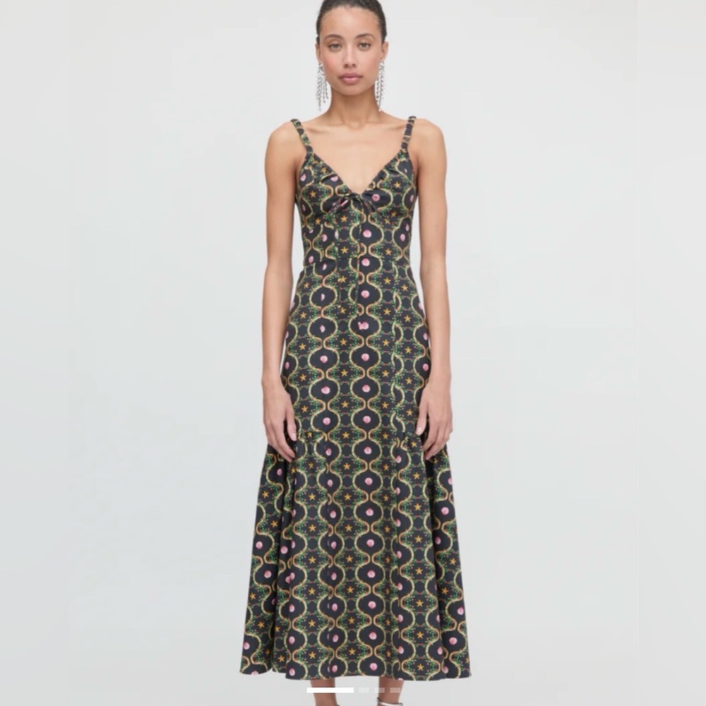 Hill House Lillie Maxi Dress in Black Cisco Trellis Size L